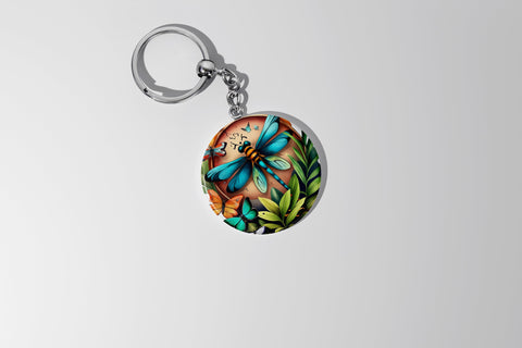 Round Keychain Dragonfly Sublimation Vol-10 Sublimation Jagonath Roy 