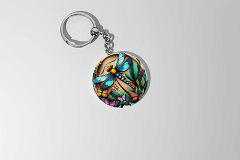 Round Keychain Dragonfly Sublimation Vol-12 Sublimation Jagonath Roy 