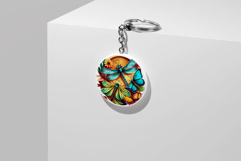 Round Keychain Dragonfly Sublimation Vol-3 Sublimation Jagonath Roy 