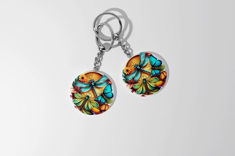 Round Keychain Dragonfly Sublimation Vol-3 Sublimation Jagonath Roy 