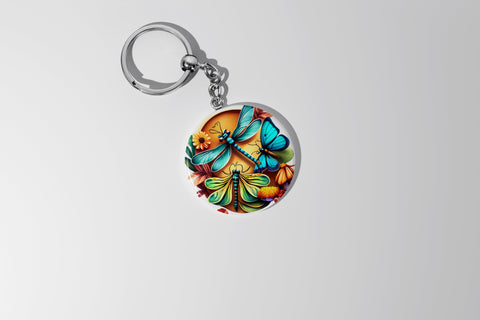 Round Keychain Dragonfly Sublimation Vol-3 Sublimation Jagonath Roy 