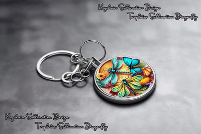 Round Keychain Dragonfly Sublimation Vol-3 Sublimation Jagonath Roy 