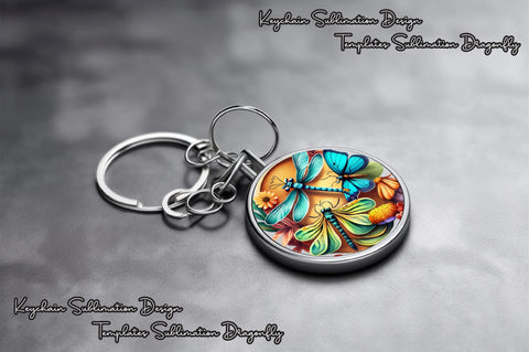 Round Keychain Dragonfly Sublimation Vol-3 Sublimation Jagonath Roy 