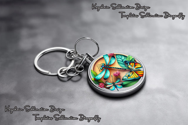 Round Keychain Dragonfly Sublimation Vol-4 Sublimation Jagonath Roy 