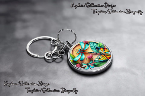 Round Keychain Dragonfly Sublimation Vol-4 Sublimation Jagonath Roy 