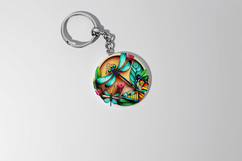 Round Keychain Dragonfly Sublimation Vol-4 Sublimation Jagonath Roy 