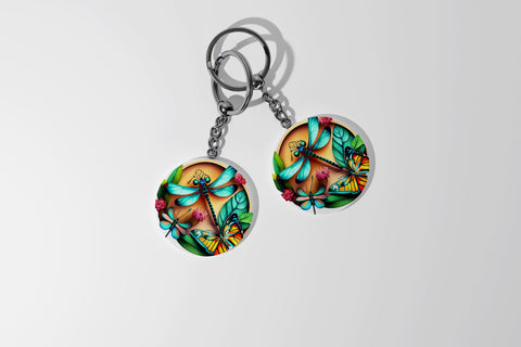 Round Keychain Dragonfly Sublimation Vol-4 Sublimation Jagonath Roy 