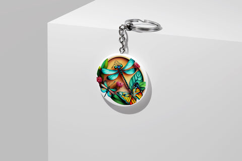 Round Keychain Dragonfly Sublimation Vol-4 Sublimation Jagonath Roy 