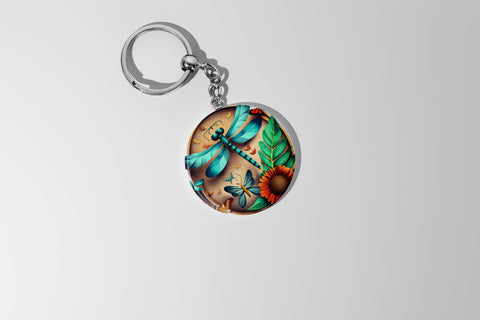 Round Keychain Dragonfly Sublimation Vol-5 Sublimation Jagonath Roy 