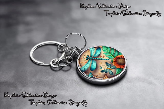 Round Keychain Dragonfly Sublimation Vol-5 Sublimation Jagonath Roy 