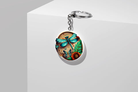 Round Keychain Dragonfly Sublimation Vol-5 Sublimation Jagonath Roy 