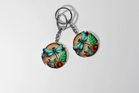 Round Keychain Dragonfly Sublimation Vol-5 Sublimation Jagonath Roy 