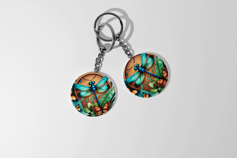 Round Keychain Dragonfly Sublimation Vol-7 Sublimation Jagonath Roy 