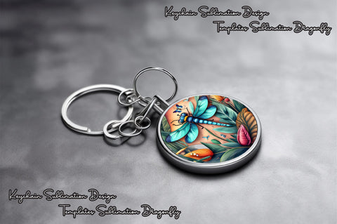 Round Keychain Dragonfly Sublimation Vol-8 Sublimation Jagonath Roy 