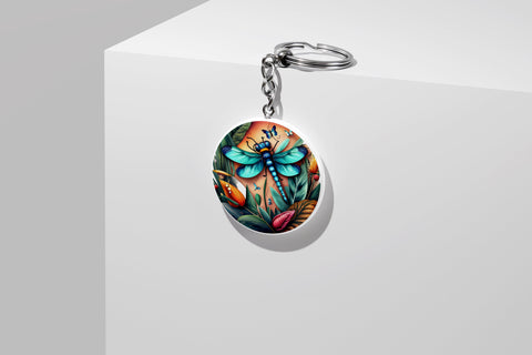 Round Keychain Dragonfly Sublimation Vol-8 Sublimation Jagonath Roy 