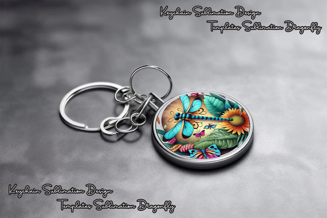 Round Keychain Dragonfly Sublimation Vol-9 Sublimation Jagonath Roy 