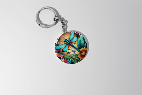 Round Keychain Dragonfly Sublimation Vol-9 Sublimation Jagonath Roy 