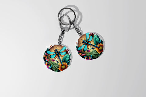 Round Keychain Dragonfly Sublimation Vol-9 Sublimation Jagonath Roy 