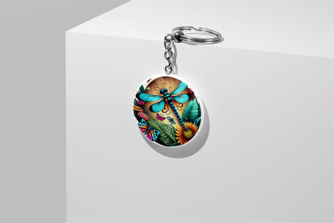 Round Keychain Dragonfly Sublimation Vol-9 Sublimation Jagonath Roy 
