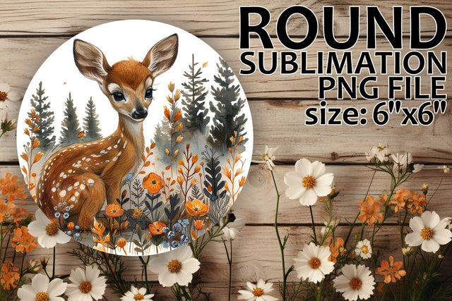 Round Keychain Sublimation with Floral Deer Sublimation afrosvg 