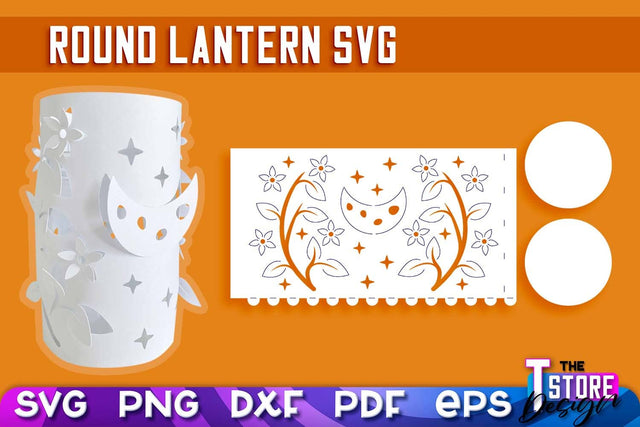 Round Lantern Papercut SVG | Paper Lantern SVG | Night Light Design SVG The T Store Design 