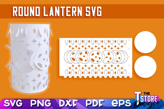 Round Lantern Papercut SVG | Paper Lantern SVG | Night Light Design SVG The T Store Design 