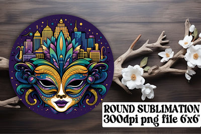 Round Mardi Gras Mask Ornaments - Sublimation Art Sublimation afrosvg 