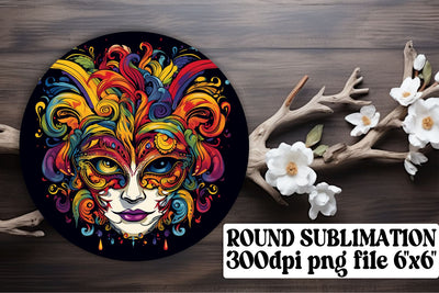 Round Mardi Gras Mask Ornaments - Sublimation Bundle Sublimation afrosvg 