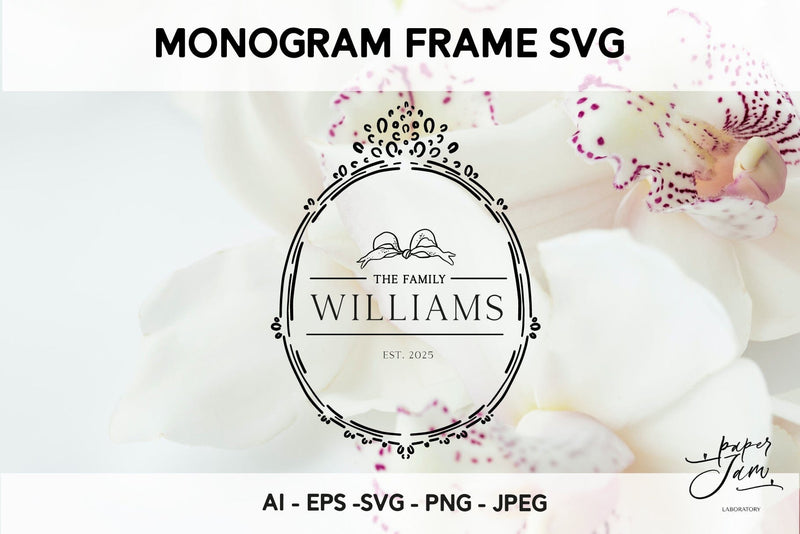 Round Monogram Family Frame SVG SVG Paperjamlab 