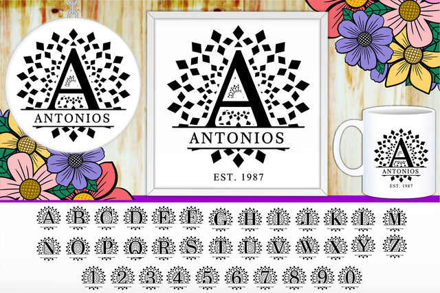 Round Monogram Split Letters SVG Cut Files Designs, Family Name Sign SVG, Split Font SVG, Split Alphabet Set A-Z SVG D2PUTRI Designs 