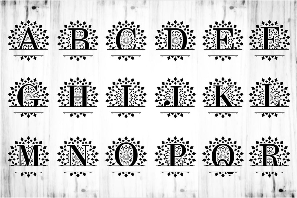 Round Monogram Split Letters SVG Cut Files Designs, Family Name Sign ...