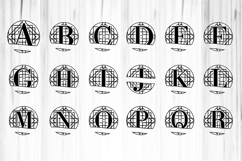 Round Monogram Split Letters SVG Cut Files Designs, Family Name Sign ...