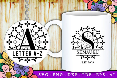 Round Monogram Split Letters SVG Cut Files Designs, Family Name Sign SVG, Split Font SVG, Split Alphabet Set A-Z SVG D2PUTRI Designs 