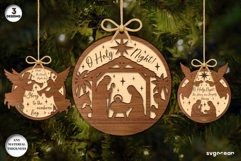 Round Nativity Ornaments Laser Cut SVG SvgOcean 