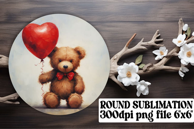 Round Ornament Love: Valentine's Animal Balloons Sublimation afrosvg 