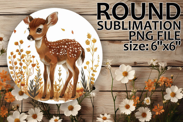 Round Ornament with Deer and Flower Pattern Sublimation afrosvg 