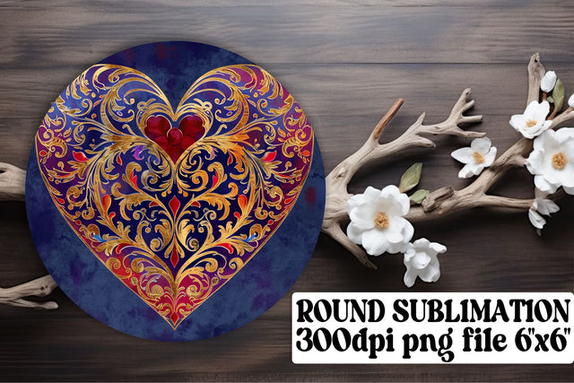 Round Ornaments with Heart Patterns - Sublimation Art Sublimation afrosvg 