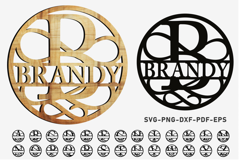 Round Ornate Monogram Split Alphabet Letters SVG Cut Files, Split Font ...