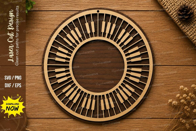 Round Piano Keyboard Frame SVG | Music Circle Laser Cut File | Wooden Glowforge CNC DXF PNG EPS SVG Regulrcrative 