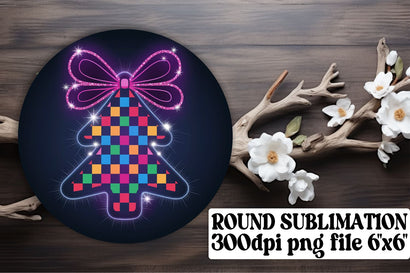 Round PNG designs for keychains, perfect for sublimation! , Neon Xmas Sublimation afrosvg 