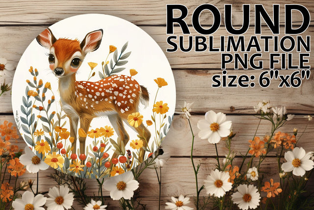 Round Sublimation Design with Floral Deer Sublimation afrosvg 