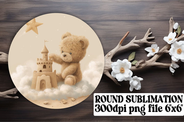 Round Teddy Bear Circle Ornament Delights Sublimation afrosvg 