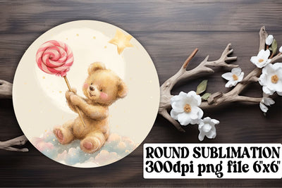Round Teddy Keychain Treasures in Art Sublimation afrosvg 