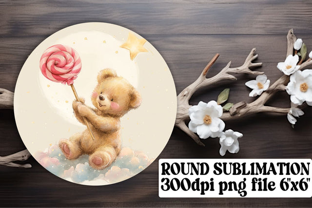 Round Teddy Keychain Treasures in Art Sublimation afrosvg 