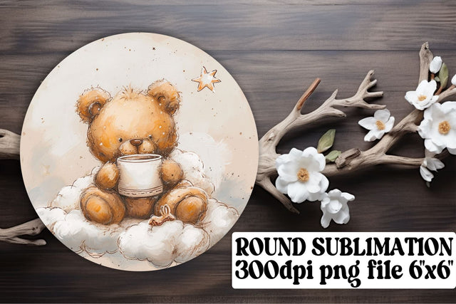 Round Teddy Keyring Treasures Sublimation afrosvg 