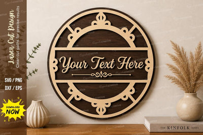 Round Text Frame laser Cut svg Cutting file SVG Regulrcrative 