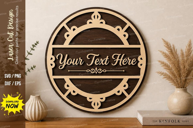 Round Text Frame laser Cut svg Cutting file SVG Regulrcrative 