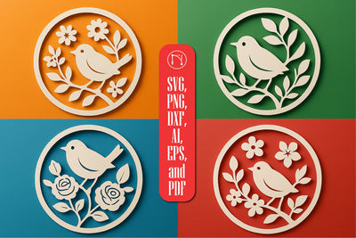 Round Tree Branch with Bird SVG Cut File SVG MD JOYNAL ABDIN 