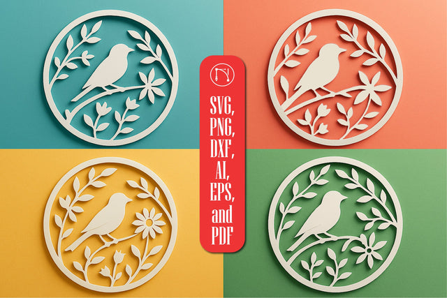 Round Tree Branch with Bird SVG Cut File SVG MD JOYNAL ABDIN 