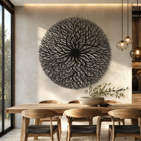 Round Tree of Life Laser SVG | Tree Wall Art DXF | Laser Cut File | CNC Plasma Cut Design | Metal Wall Decor Svg | Glowforge Svg SVG HappyDesignStudio 